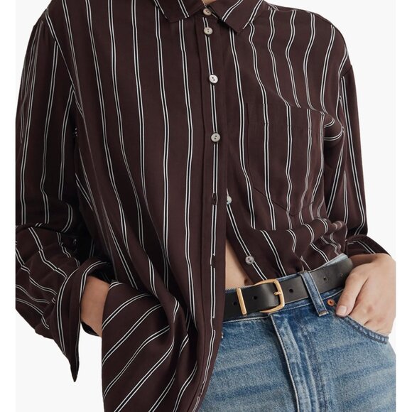 Madewell Tops - Madewell Oversize Satin Boyfriend Button-Up Shirt